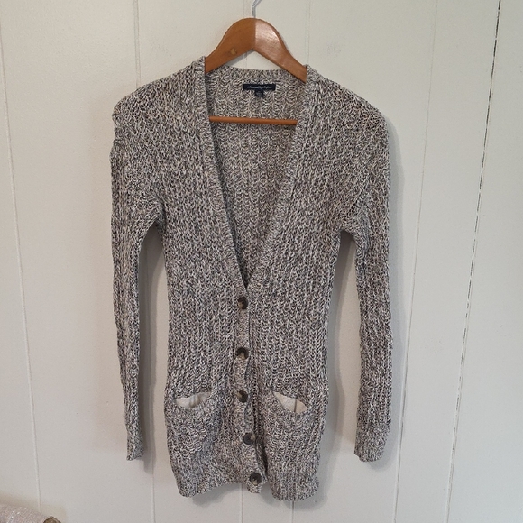 American Eagle Outfitters Sweaters - American Eagle Outfitters Cream Black Knit Grandpa Eclectic 00s Sweater Womens S